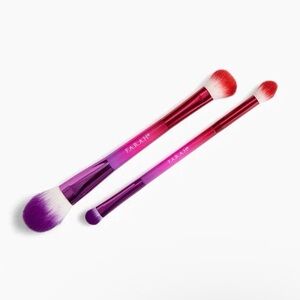 Farah Dual-Toned Makeup Brush Set - Purple and Red